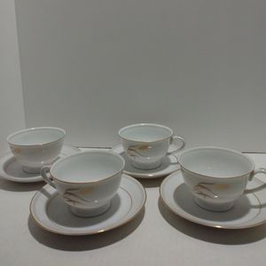 Vtg Sango Harvest Gold pattern tea cups and saucers. Japan.